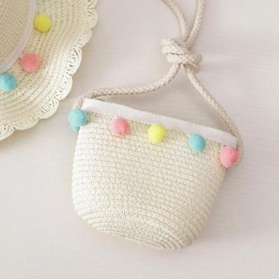 High Grade Handmade Straw Coin Purse Girl Mini Shoulder Bag Zipper Money Card Keys Bag Children Small Messenger Bag Change Purse