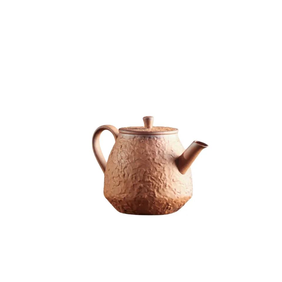 Ham cevher kaba seramik çaydanlık, el yapımı çay takımı, tekli demlik, 120cc küçük çaydanlık