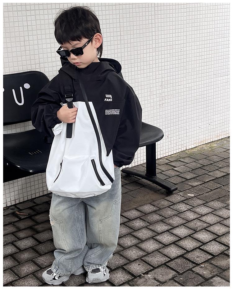 Autumn Clearance: Kids' Korean Style Color Block Hooded Windbreaker