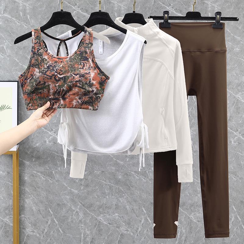 Damski strój do jogi i biegania z wysokim stanem, szybkoschnący - Podnoszący biodra, zestaw fitness na wiosnę/jesień