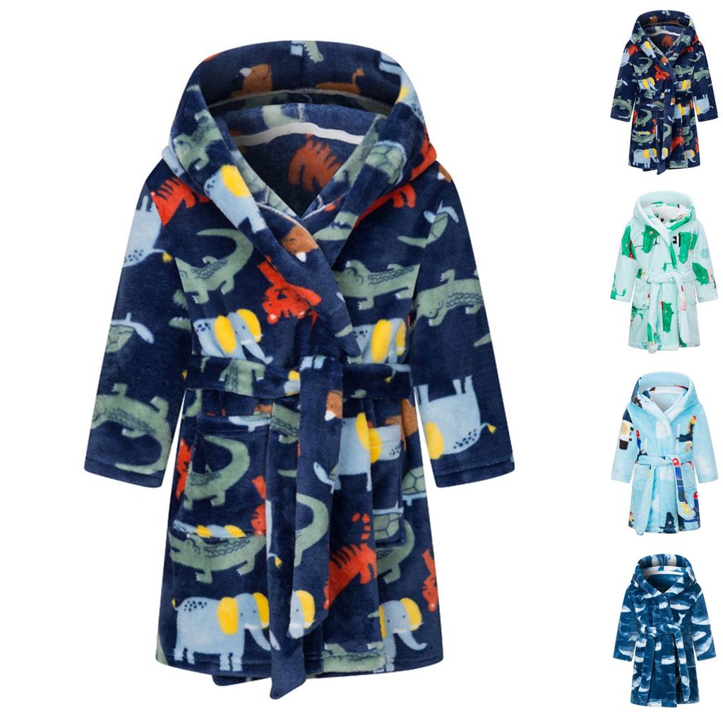 Children's Bathrobe Gold Velvet Boys And Girls Home Wear Autumn And Winter Sleeping Gown