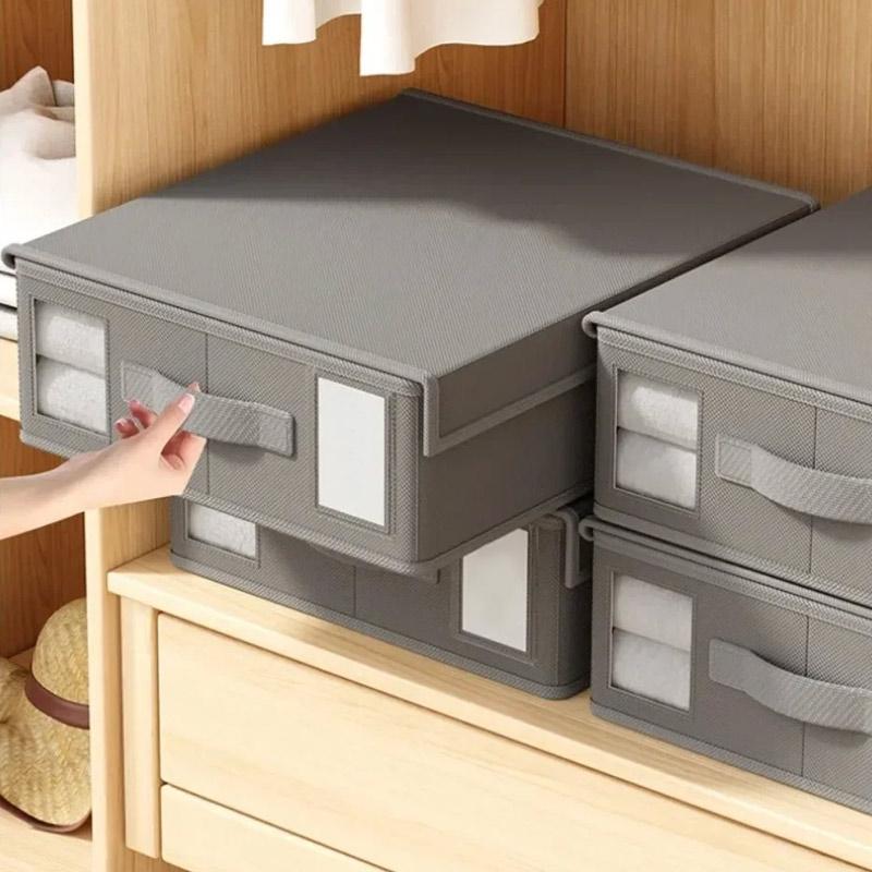 Set Creativo di 4 Scatole Portaoggetti in TNT per Lenzuola Copripiumino Coperta Grande Capacità Armadio Vestiti Tessuto Organizzatore per la Casa
