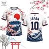 Nou Tricou de Fotbal cu Imprimeu Stil Japonez, Respirabil și cu Uscare Rapidă pentru Vară, cu Grafică Floare de Cireș, Topuri Casual Unisex