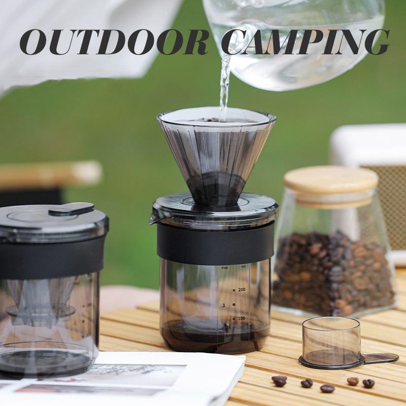 3in1 Portable Outdoor Hand Brew Coffee Pot Set Multi-purpose Transparent Coffee Cold Brew Cup Travel Camping Coffee Storage Cups