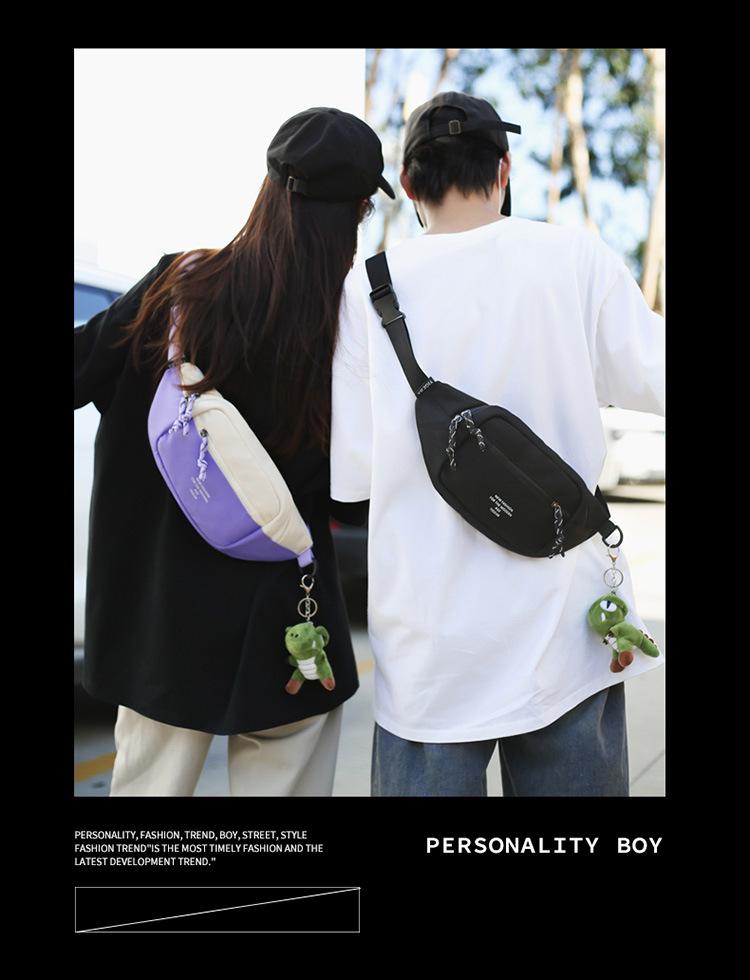 Japanese Niche Color-Block Chest Bag: Unisex Lightweight Crossbody & Waist Phone Bag for Casual Sports