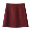 Women's Gray Wool High-Waist Bodycon Midi Skirt - Autumn/Winter 2024 A-Line Design