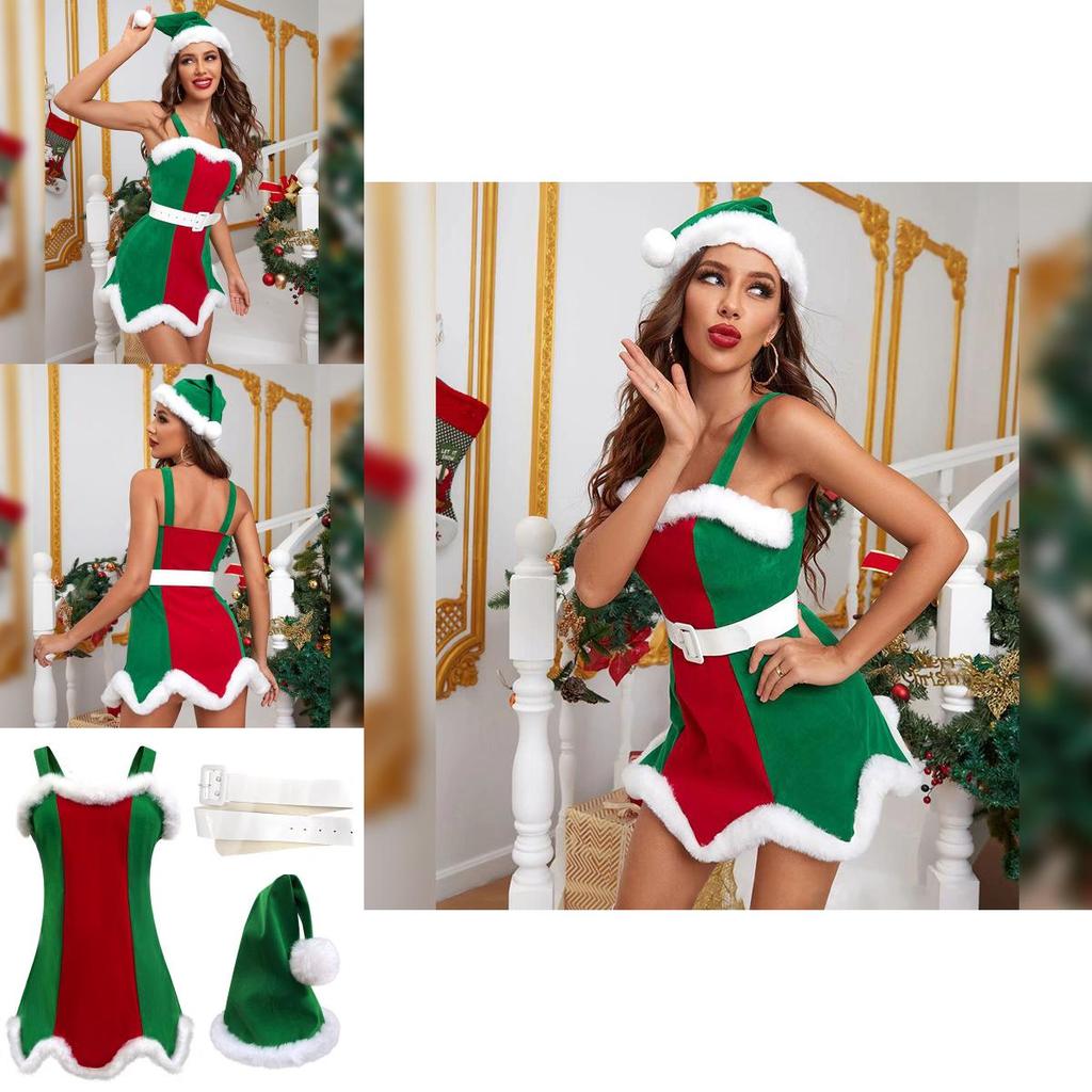 Festliches Weihnachts-Kostüm für Damen aus Polyesterstoff für Feiertagspartys