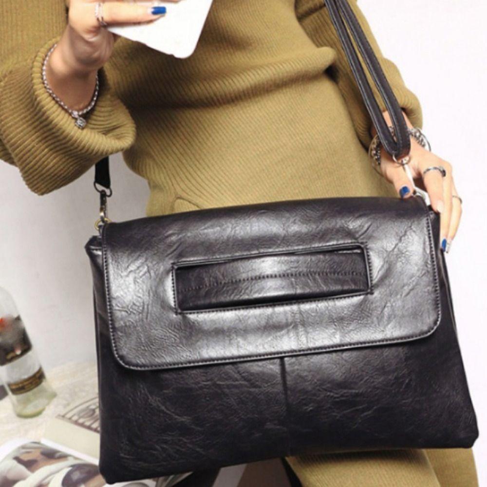 Zipper PU Leather Envelope Handbag Pure Color Handheld Evening Banquet Bag  Shopping