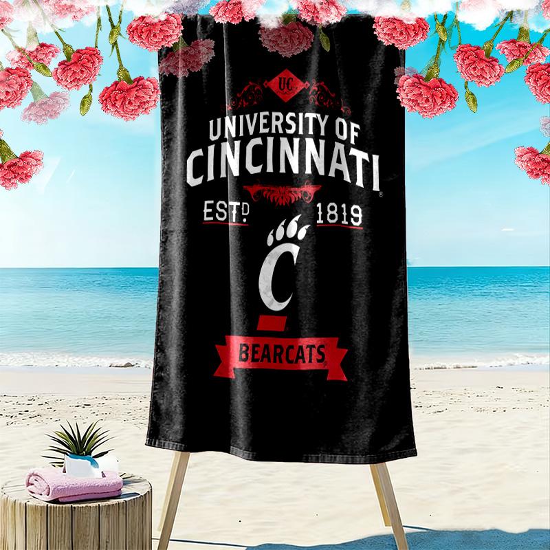 Cincinnati Bearcats Print Beach Towel, Large Soft Quick Dry Towel for Beach Camping Swimming