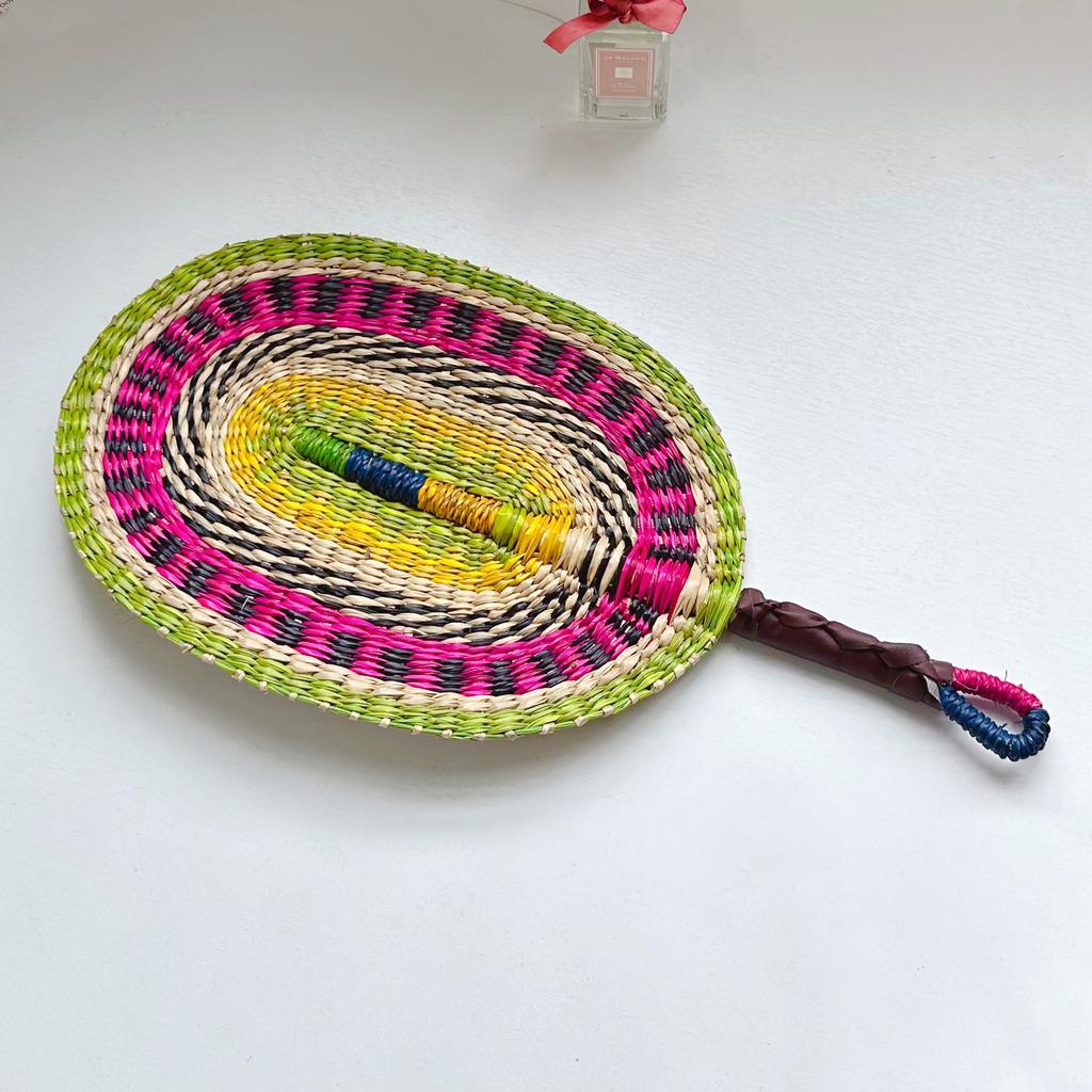 Woven Straw Fan Summer Cooling Grass Handwoven Fan Handmade Fan Nordic Hanging Decorations For Bedroom Wedding Party Home Decors