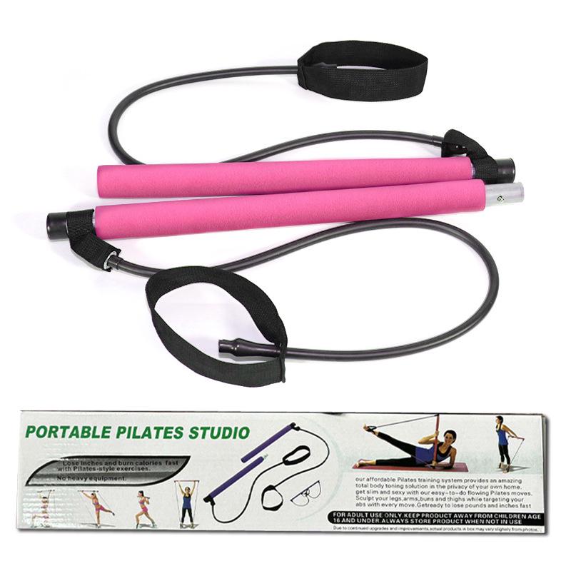 Women's Pilates Bar with Foot Pedal & Elastic Resistance Band for Home Fitness