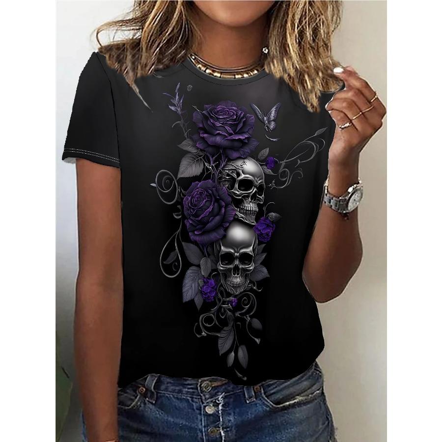 Summer Skull T-Shirt Fashion Short Sleeve Women 3d Printed Skull Women Clothing Casual T Shirt For Men Daily Party Tops Tee