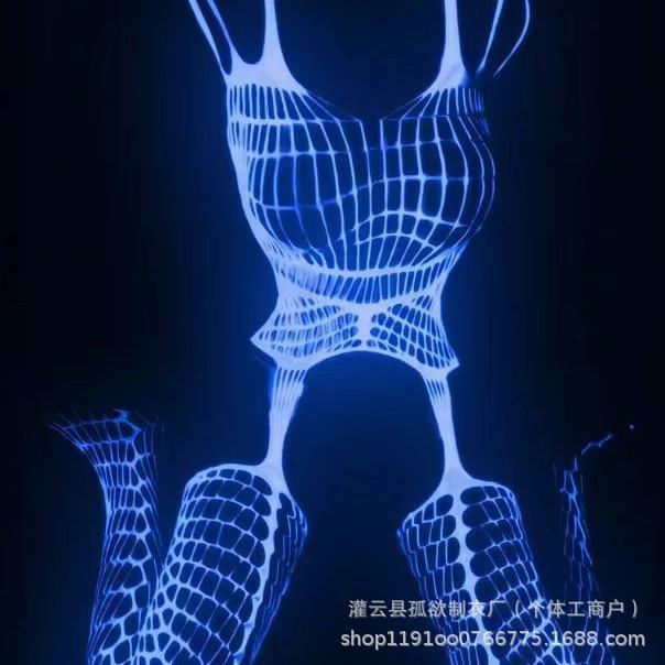 Tutina luminosa europea e americana calzini da gamba sexy sexy cavi riflettenti luminosi