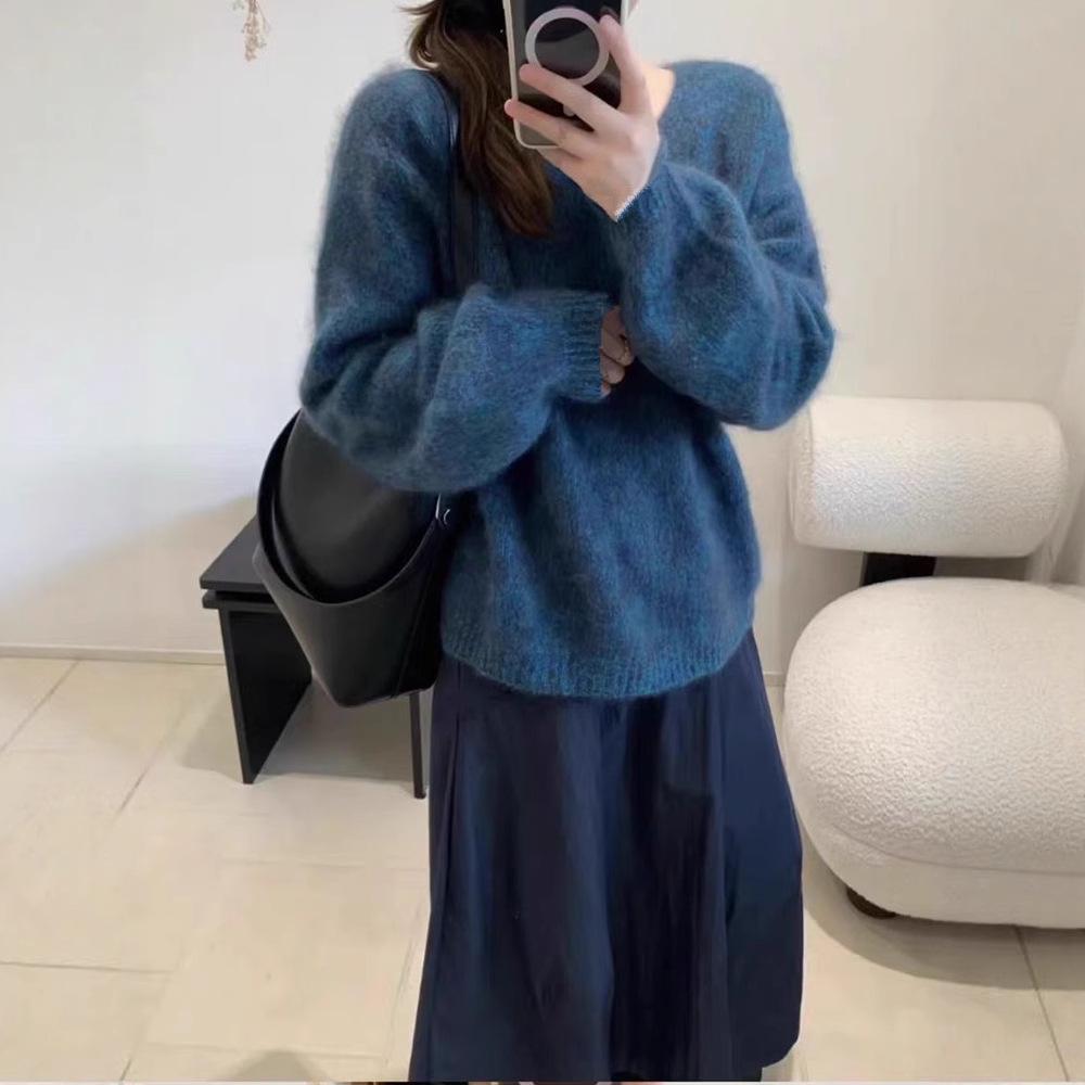 Women's Marled Yarn Round Neck Wool Sweater - Autumn/Winter Thickened & Fashionable Cashmere Inner Layer