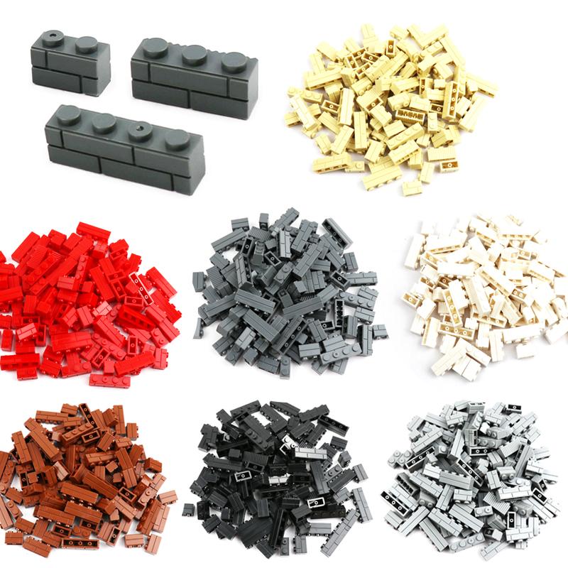 100pcs MOC Bricks 1x2 1x3 1x4 Wall Cube Houses Building Blocks City Created Accessories Assembles Small Particles DIY Boys Toy