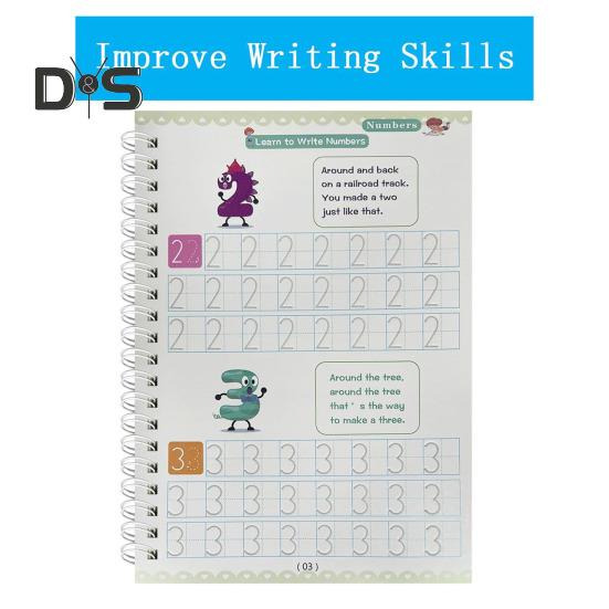 Cvičný sešit pro psaní rukou pro děti, kouzelný drážkovaný psací sešit, opakovaně použitelný pracovní sešit pro psaní, mateřská škola, předškolní potřeby pro děti