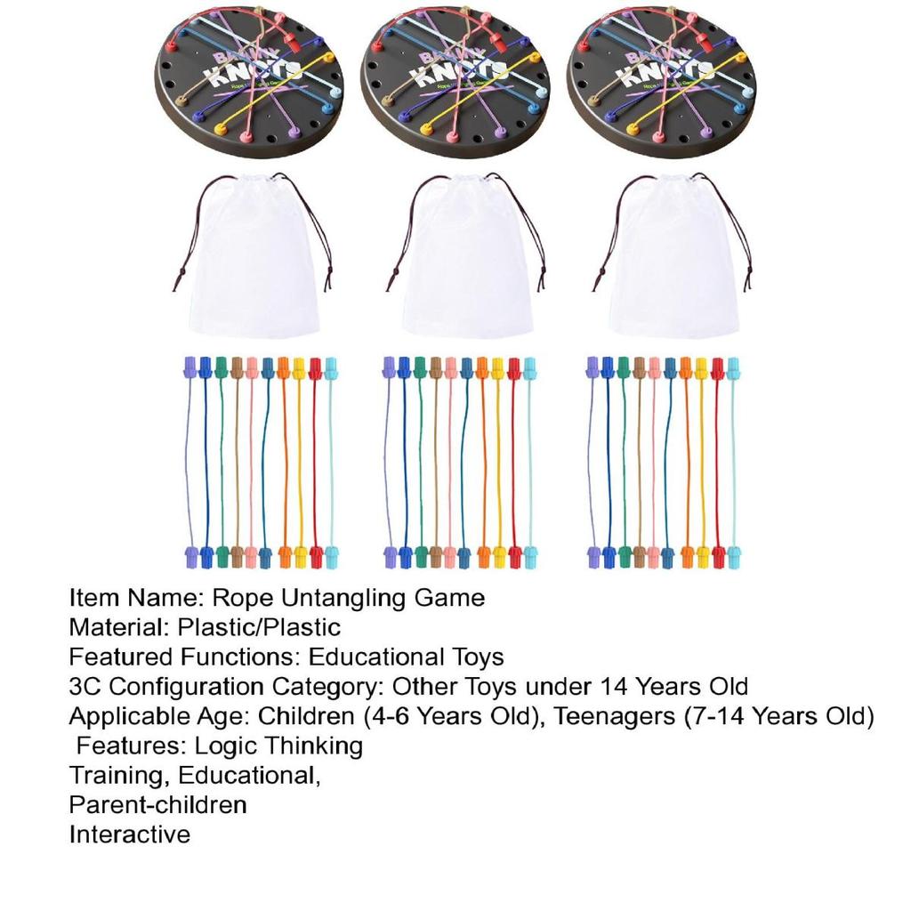 1/2/3 Zestawy Gra logiczna Brainy Knots Rozplątywanie liny Myślenie logiczne Skręcona lina Wyzwanie Gra planszowa Dzieci Dorośli Edukacyjna Elastyczna lina Rozplątywanie Zabawka