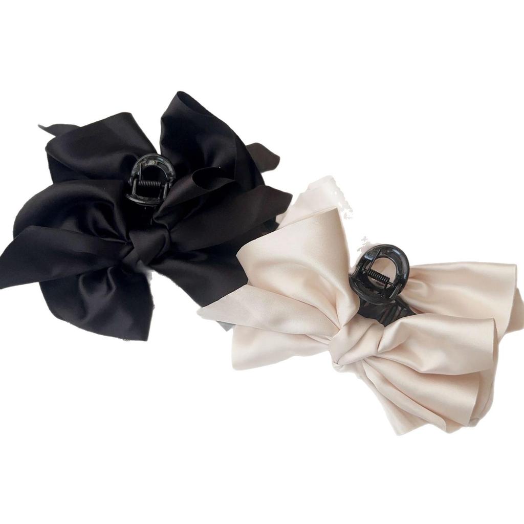 Elegant Korean-Style Bow Hair Clip: Luxury Fabric Shark Clip Accessory