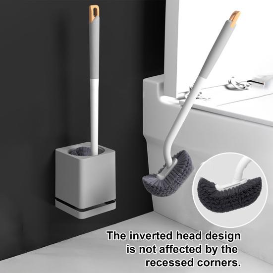 Wall Mounted Toilet Brush, Sanitary Toilet Scrubber with Hole-Free Design And Drainage Base, High-Density Bristles Non-Slip Handle Hygienic Cleaning