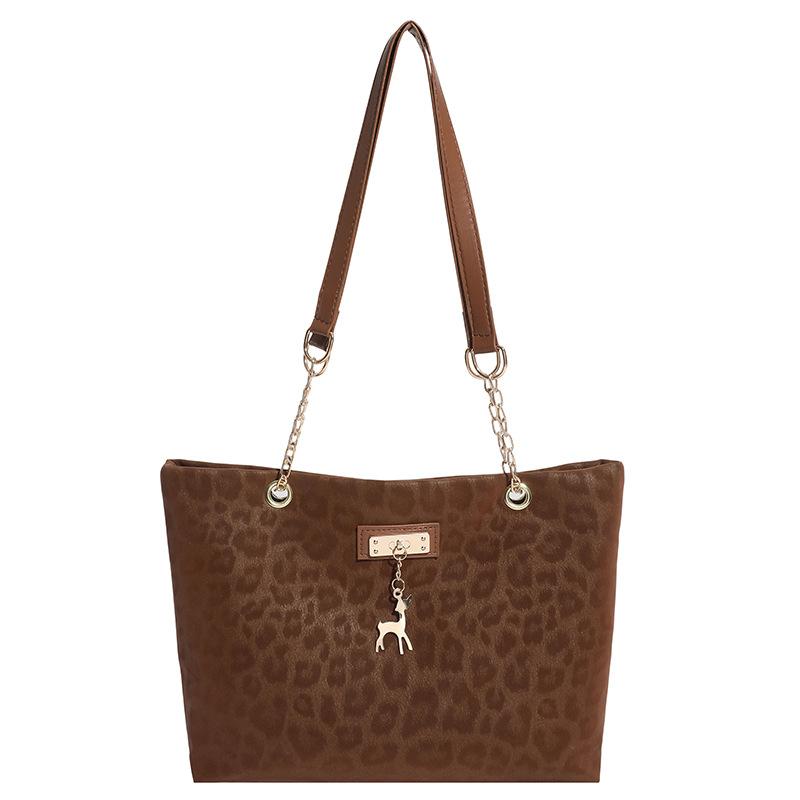 Leopard Print Tote Bag New Retro Fashion Large Capacity Stylish Versatile Simple Casual Shoulder Bag