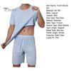 2 Teile/satz Männer Sport Trainingsanzug Rundhals Kurzarm T-shirt Elastische Taille Breite Bein Shorts Set Eis Seide Einfarbig Nachtwäsche Homewear