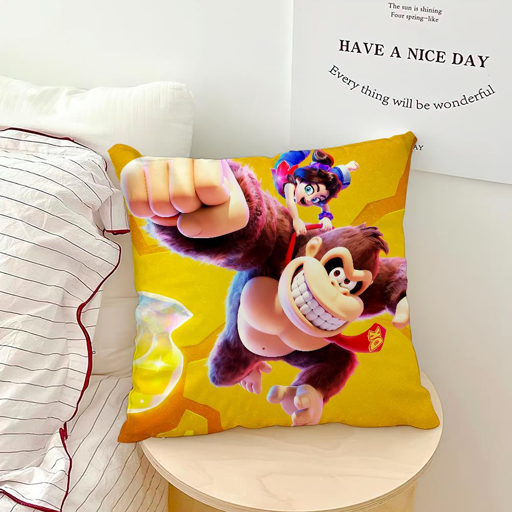 funny game monkey D-Donkey Kong B-Bananza Comfortable soft Pillow Case for Sofa Living Room Home office Decor Protective Covers 12x12Inch