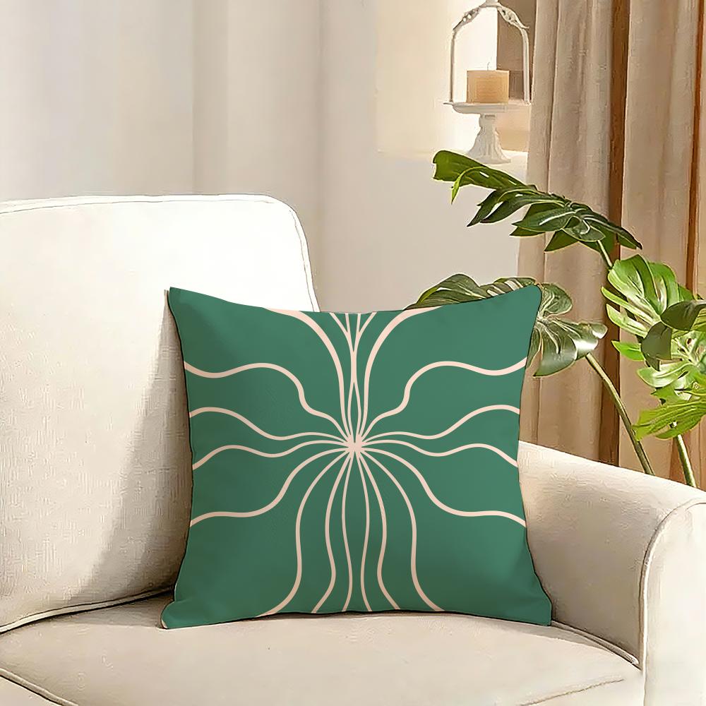 Bohemia Green Cushion Cover Reversible Plush Pillow Cover Soft Fluffy Home Decor for Sofa Bedroom