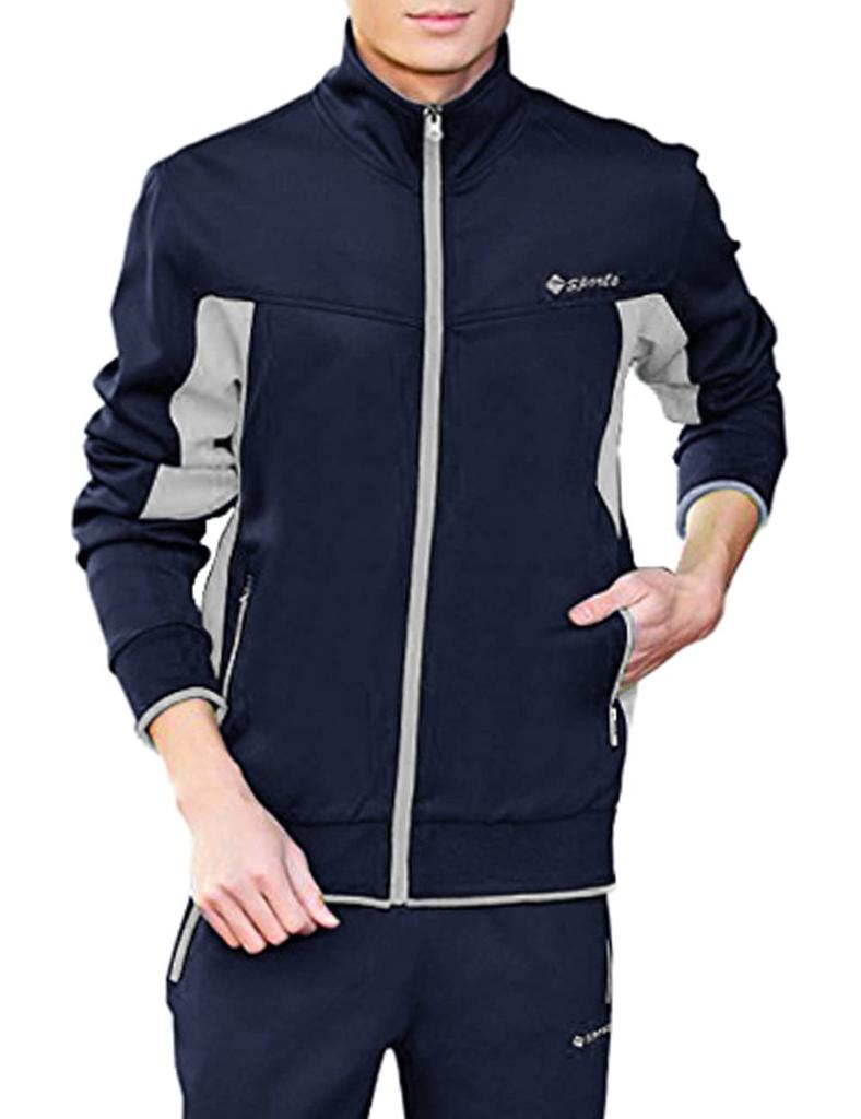 [Gopune] Men's Tracksuit Set Top & Bottom Sportswear Training Running Jogging Pants Outdoor Loungewear Casual Wear Blue 2XL