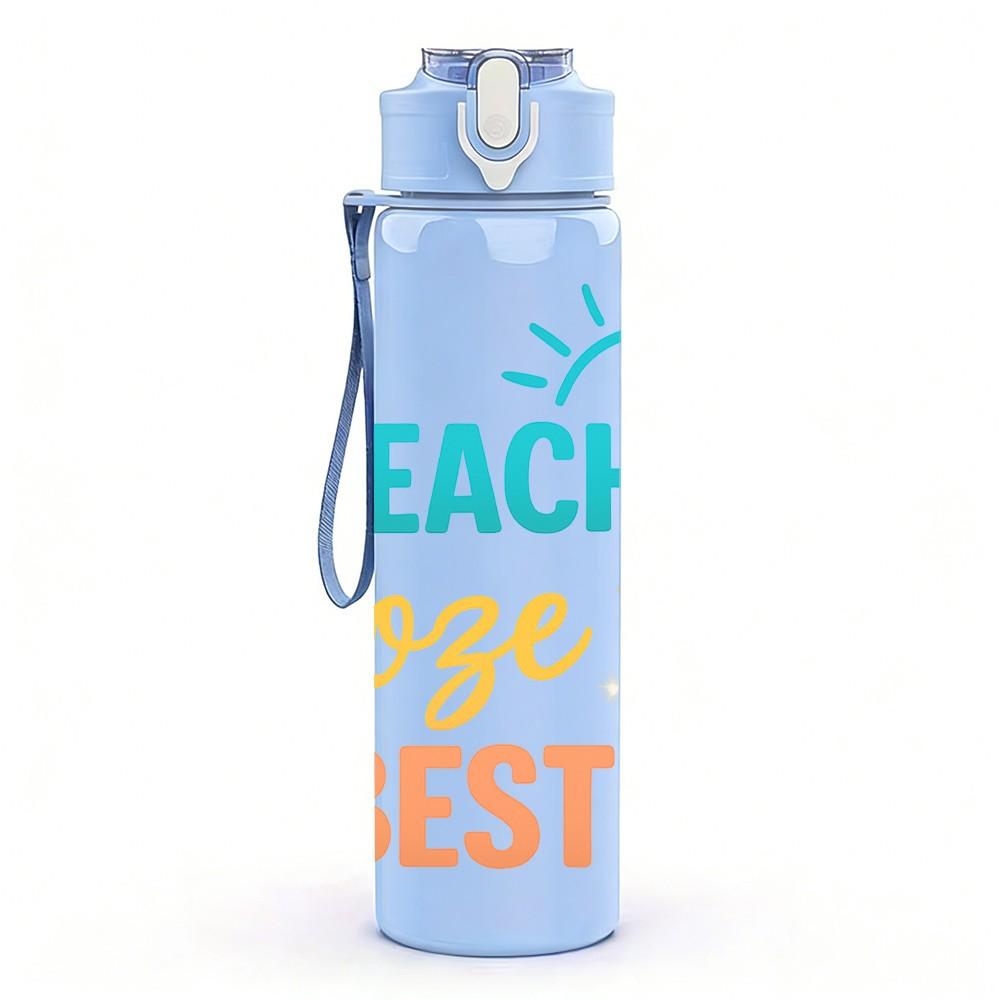 1PC Beaches Booze Besties Summer 750ml Color Plastic Sports Water Bottle Leakproof Flip Straw Lid Suitable for Sports Office Home Use
