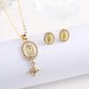 New Trendy Creative Oval St. Jude Zirconia Jewelry Set Necklace Earrings Classic for Religious Jewelry Accessories For Men Women