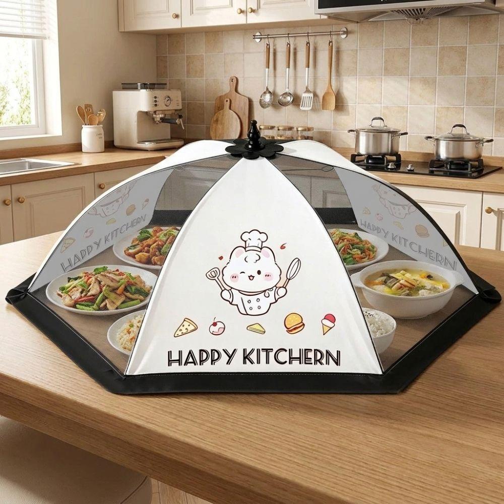 Cartoon Collapsible Food Cover Umbrella Style Mesh Mosquito Proof Cover Dust-proof Lightweight Insect Prevention Cover