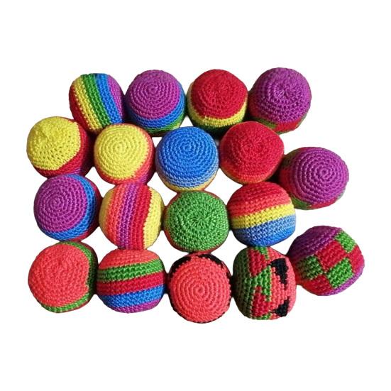 Soft Beanbag Throwing Balls for Kids Crochet Footbag Juggling Balls Handheld Crochet Sandbag Set for Kindergarten Elementary Sports Outdoor Play Toy 18pcs