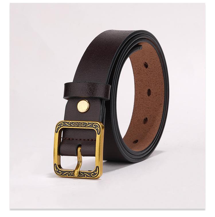 Light Luxury Niche Design Genuine Leather Women, Belt Two-layer Cowhide, Retro Pin Buckle Fashionable and Versatile