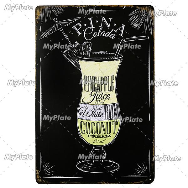 Cocktail Shots6 Metal Sign Vintage Plaque Beer Tin Sign Plate Wall Decor For Bar Pub Man Cave Bloody Poster Custom