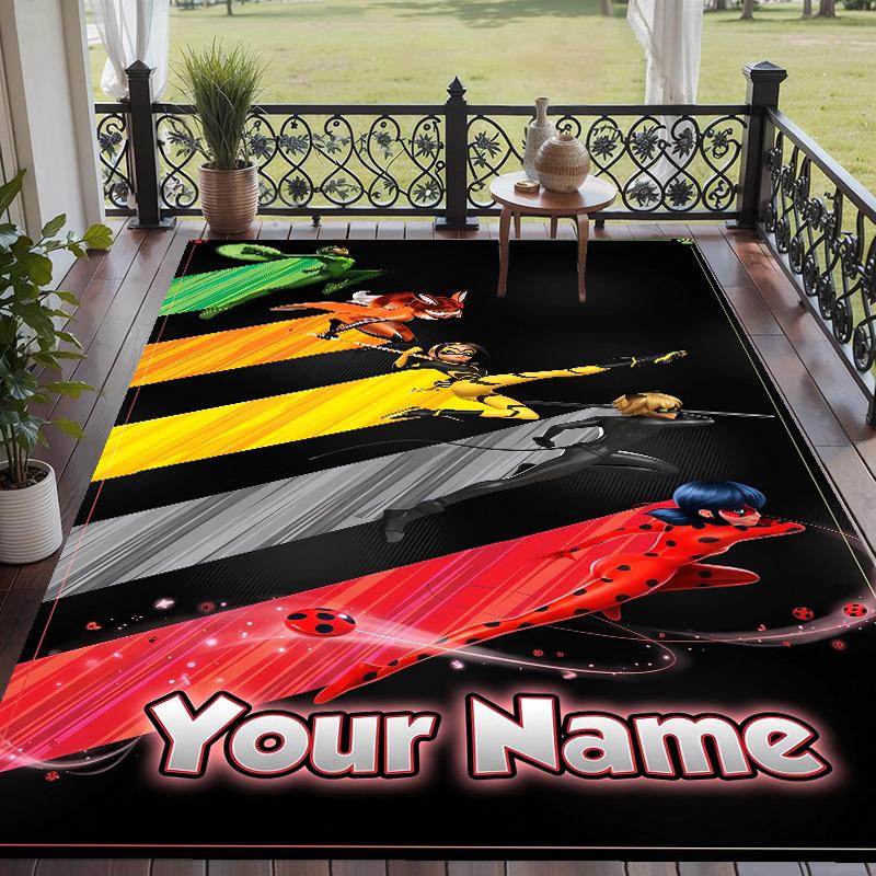 Alfombra de Piso con Patrón de Ladybug Milagrosa y Texto Personalizado, Alfombrilla Suave para Interiores, Sala de Estar, Dormitorio