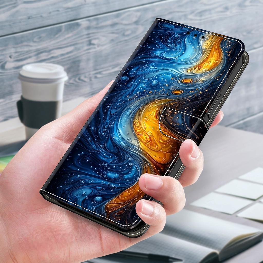 Colored Fluid Pattern Shockproof Card Slots PU Leather Wallet Phone Case for iPhone,Samsung,Huawei,Xiaomi,Moto,Oppo,Google,Nokia,LG,Oppo...