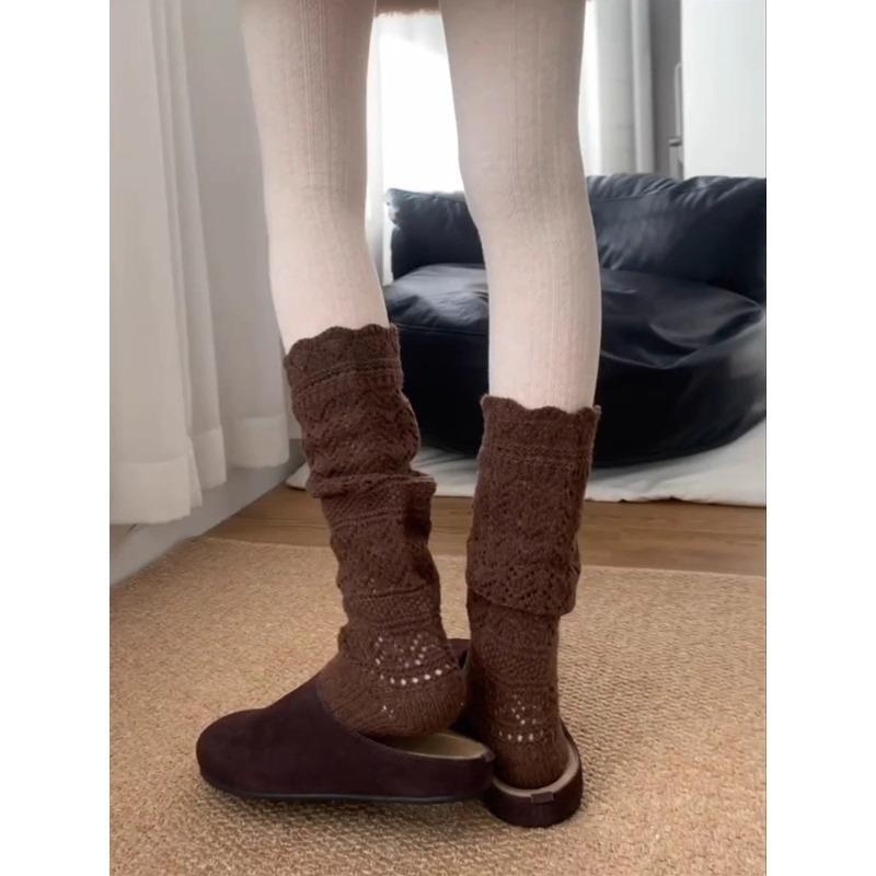 

Женские теплые винтажные шерстяные носки до икры на осень и зиму 1 pair кофейный