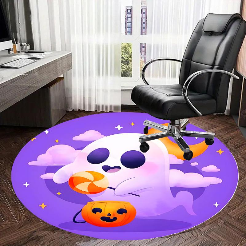 1pc Office Carpet Chair Mats Halloween Ghost with Candy Bucket Perfect for Decorating Office Chairs, Living Rooms, Or Bedrooms.YDT013
