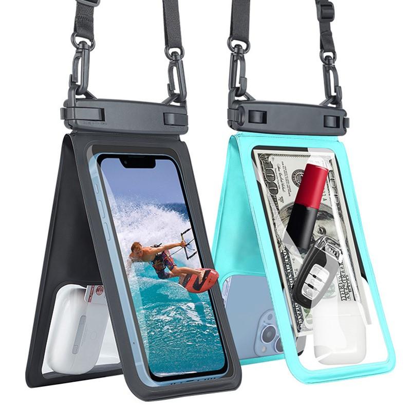 Double Swimming Pouch Mobile Phone Case Cover With Lanyard For Cell Phone Bag Swimming Dry Bag Underwater Case Waterproof Bag