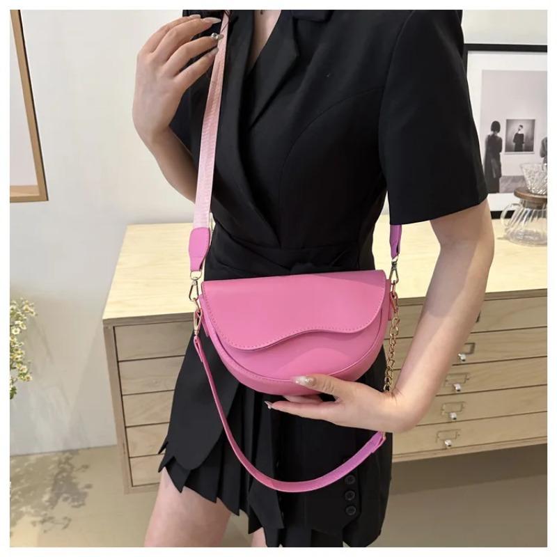 Fashion Double Straps Shoulder Bag Casual Solid PU Leather Versatile Crossbody Bags for Women Festival Gift