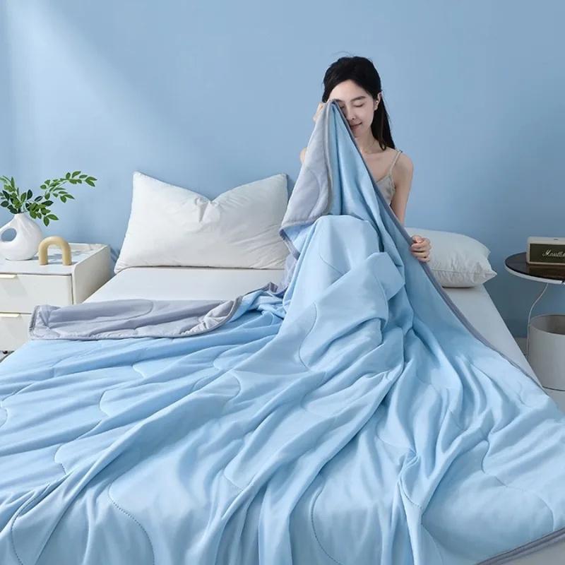 Cooling Blanket Summer Lightweight Breathable Air Conditioning Quilt Soft Smooth Spandex Cool Comforter Air Condition Comforter Thin Duvet