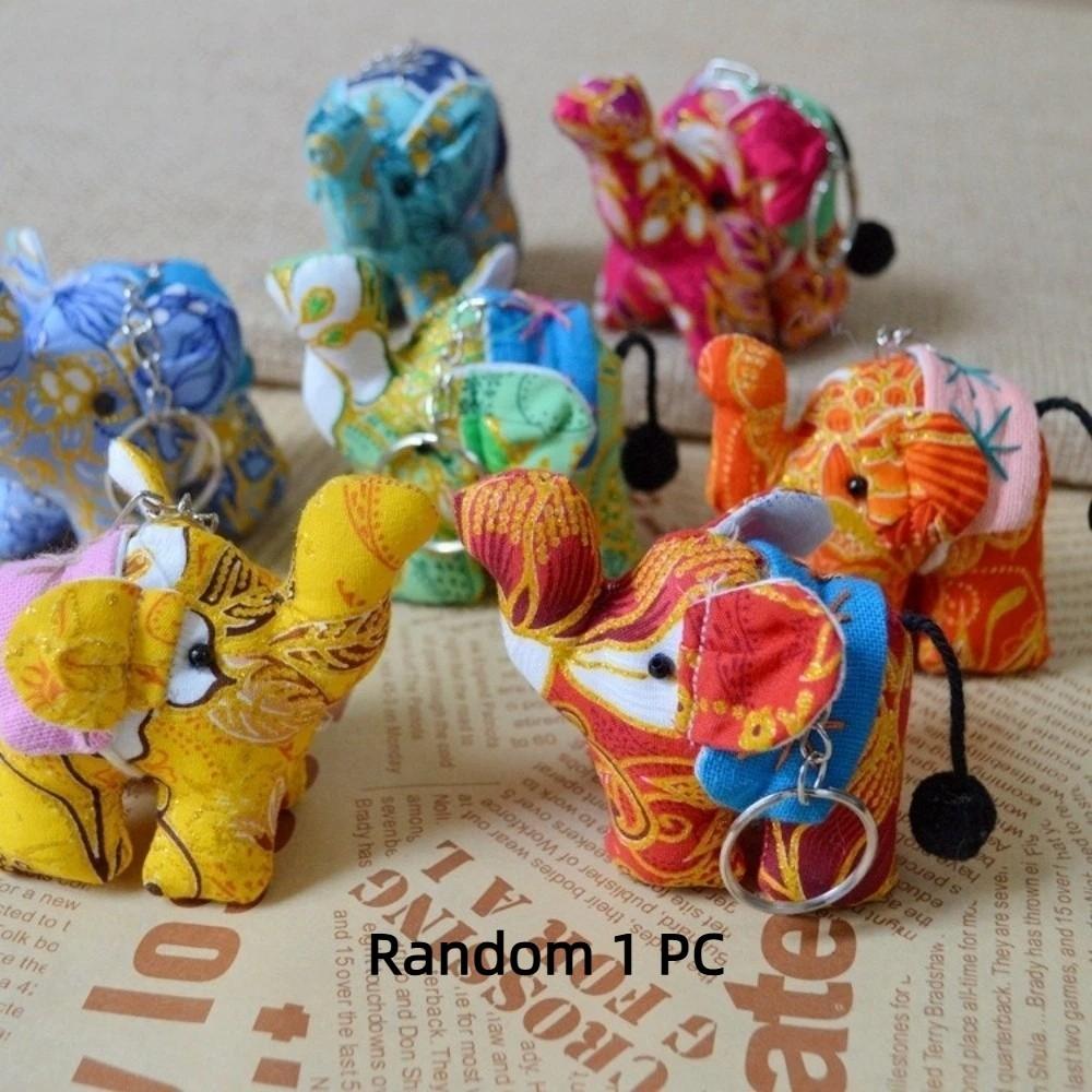 Nationale thailändische Stoff Elefant Schlüsselanhänger Cartoon Handgemacht Plüsch Anhänger DIY Tier Ganesha Schlüsselanhänger Kulturelles Souvenir blue