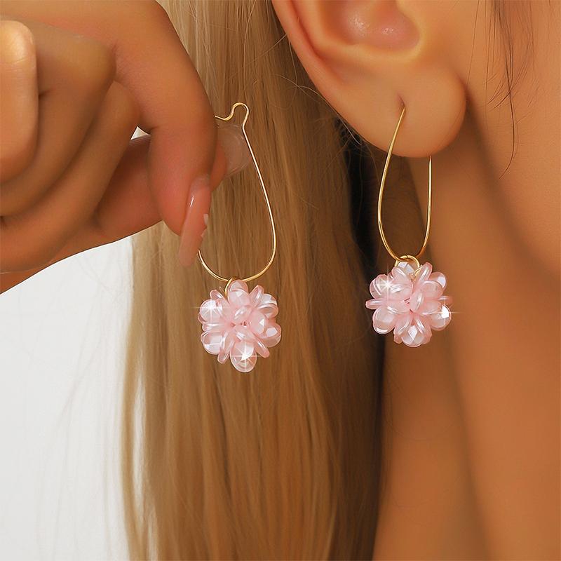 1 Paio Orecchini a Palla Floreale Tendenza Moda per Donne Ragazze Dolci Versatili Eleganti Orecchini Lunghi Accessori Gioielli Regali