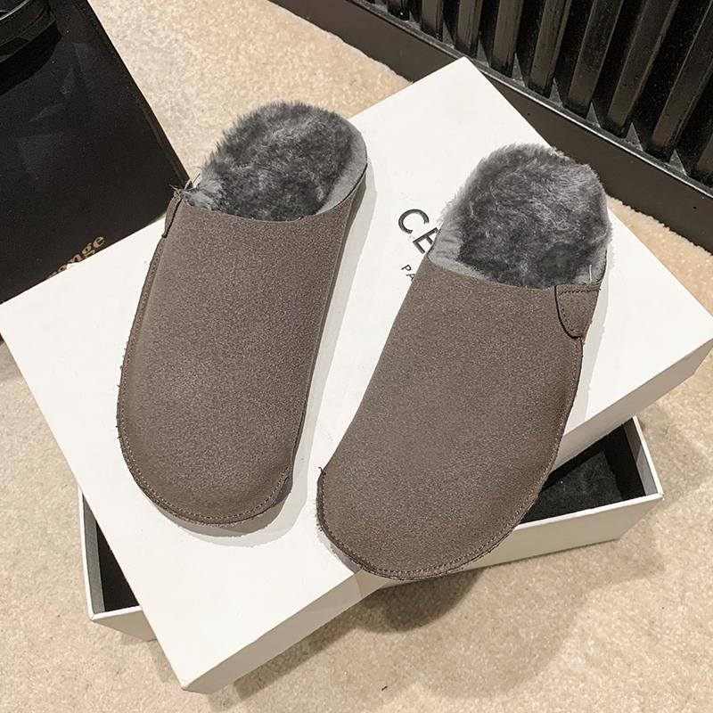 Fashion Winter Retro Retro Fur Integrated Warm Women's Shoes Slippers Leather Sheepskin Women's Slippers Cold Proof High Quality