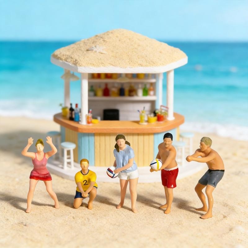 Realistic Beach Volley Figure Model 1:64 Scale Hand Painted Miniature Figures for Dioramas Props,Photography Collectors