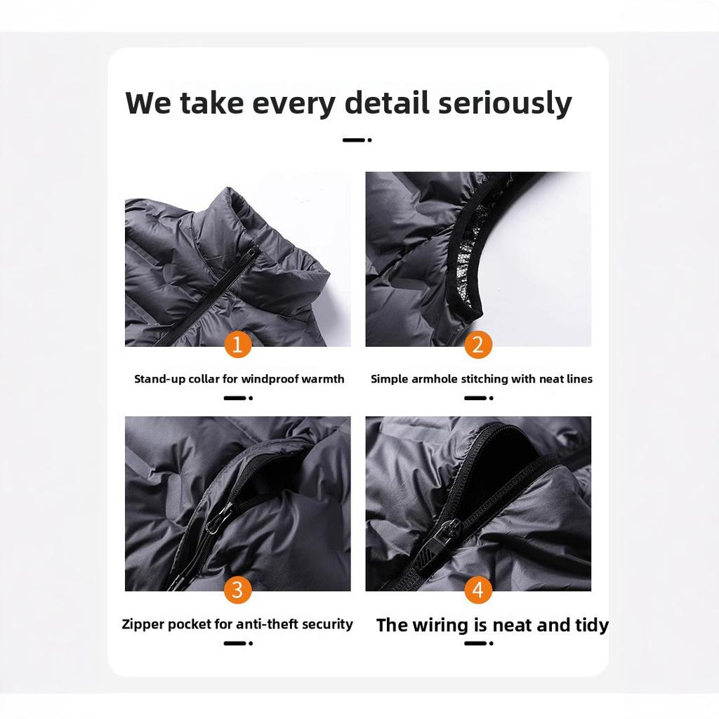 Kamizelka grafenowa samonagrzewająca dla mężczyzn, jesienno-zimowa puchowa bawełniana kamizelka bez rękawów ze stójką, casualowa sportowa kurtka kamizelka