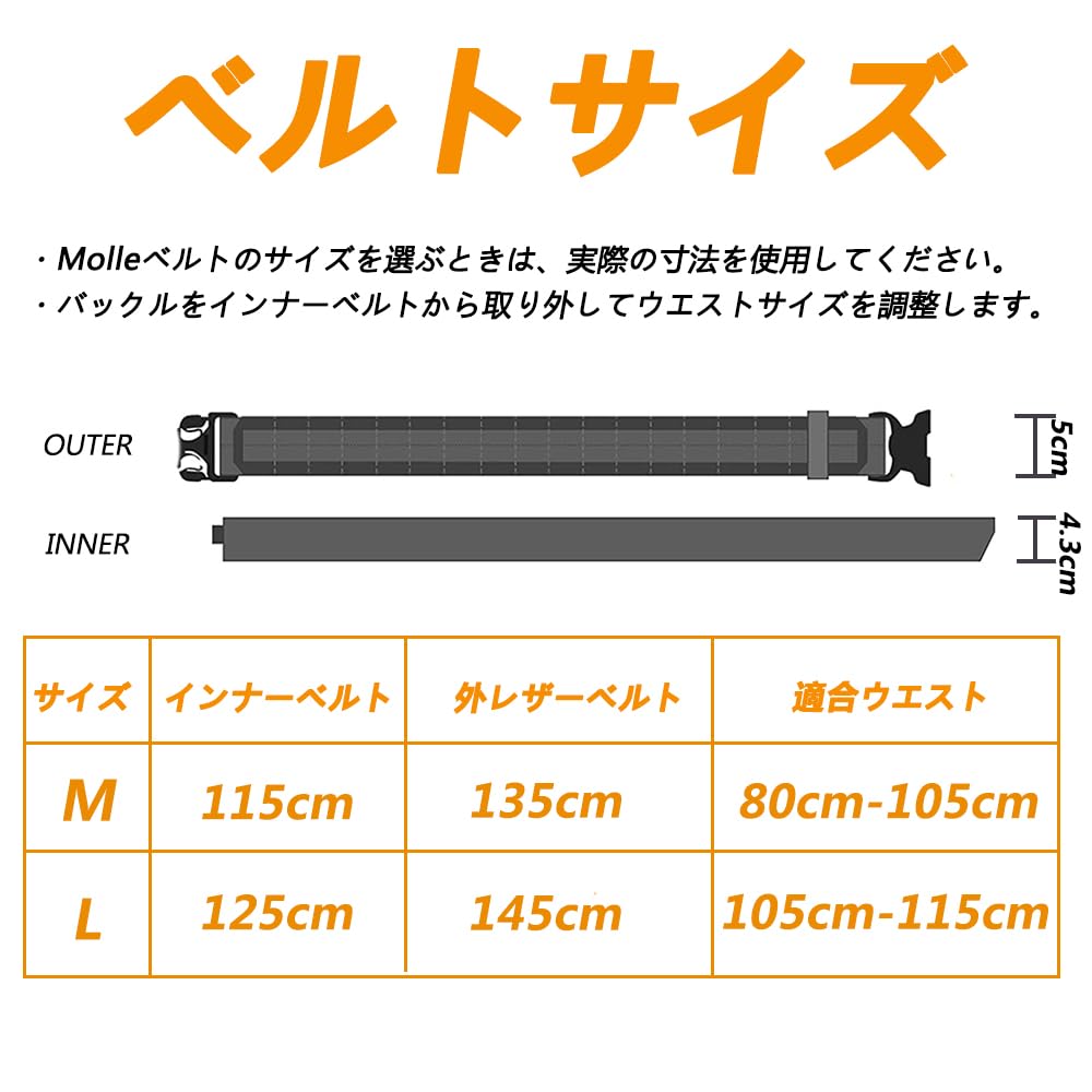TWINFALCONS Tactical Airsoft Military Belt with Cobra Quick MOLLE for Tactical Work and Equipment Belt, One-Touch Belt, Buckle, Release, Compatible,