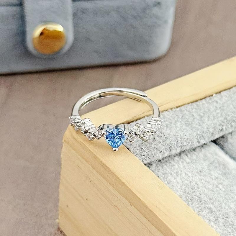 [Sweet Diamond Honey Talk] Girl'S Heart Sweet Pink Full Diamond Zir*****Pen Ring Butterfly Exquisite Premium Ring