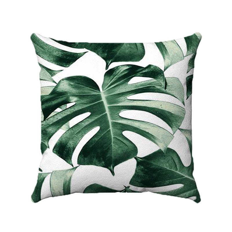 Nordic Tropical Plants Digital Printing Short Plush Pillow Covers Decorative For Car Sofa Office Cushion Cover Home Goods