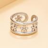 Chic 18K Gold-Plated Stainless Steel Floral Ring - Versatile Hollow Flower Design